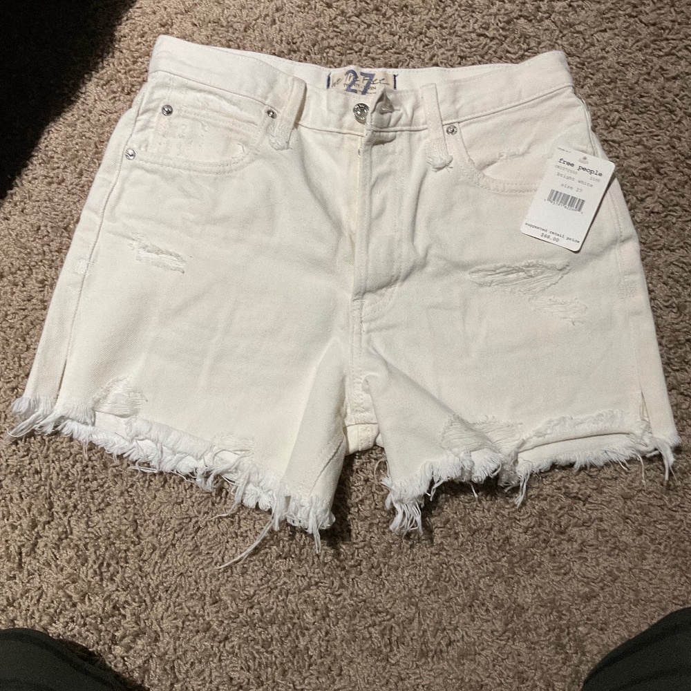 Free people white denim shorts